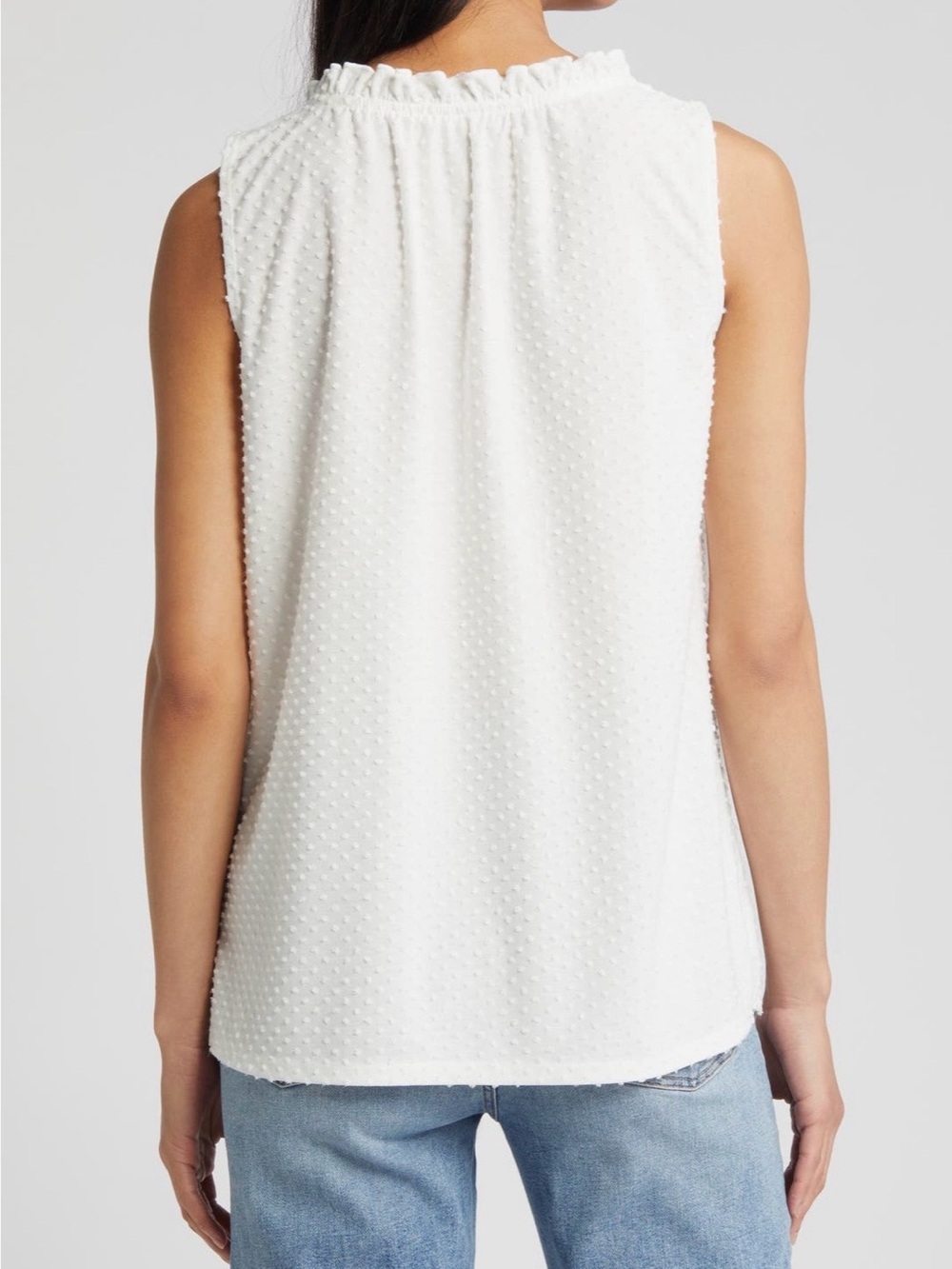 Loveappella Swiss Dot Knit Top – White – XS – New Without Tags - Picture 3 of 3